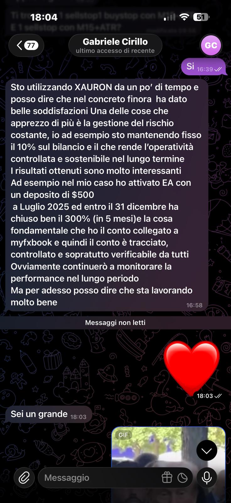 Screenshot di feedback dalla community